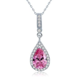 Csepp alakú lila gyémánt nyaklánc - 925 ezüst ékszer