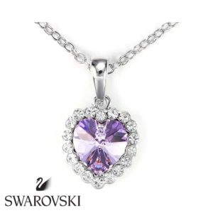 Swarovski kristályos nyaklánc lila köves szívvel