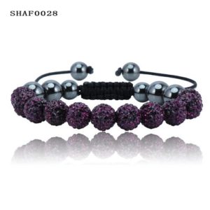 11 kristály gömbös shamballa karkötő - sötét lila